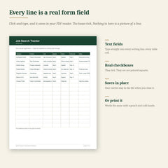 Career Planner & Job Search Workbook — Fillable PDF