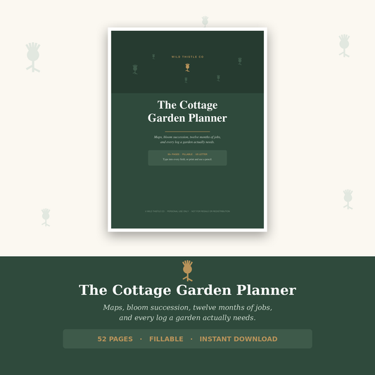 The Cottage Garden Planner cover - 52 page fillable planner
