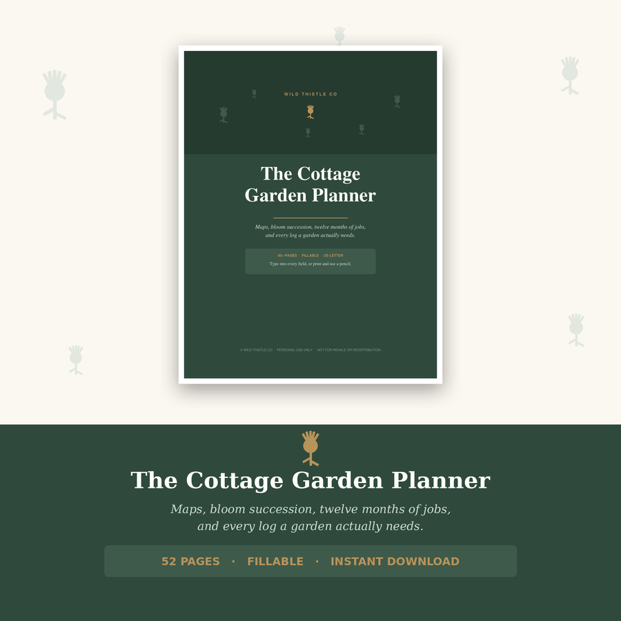 The Cottage Garden Planner cover - 52 page fillable planner