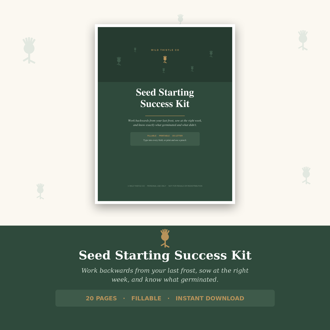 Seed Starting Success Kit cover - fillable sowing planner