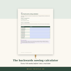 The backwards sowing calculator page