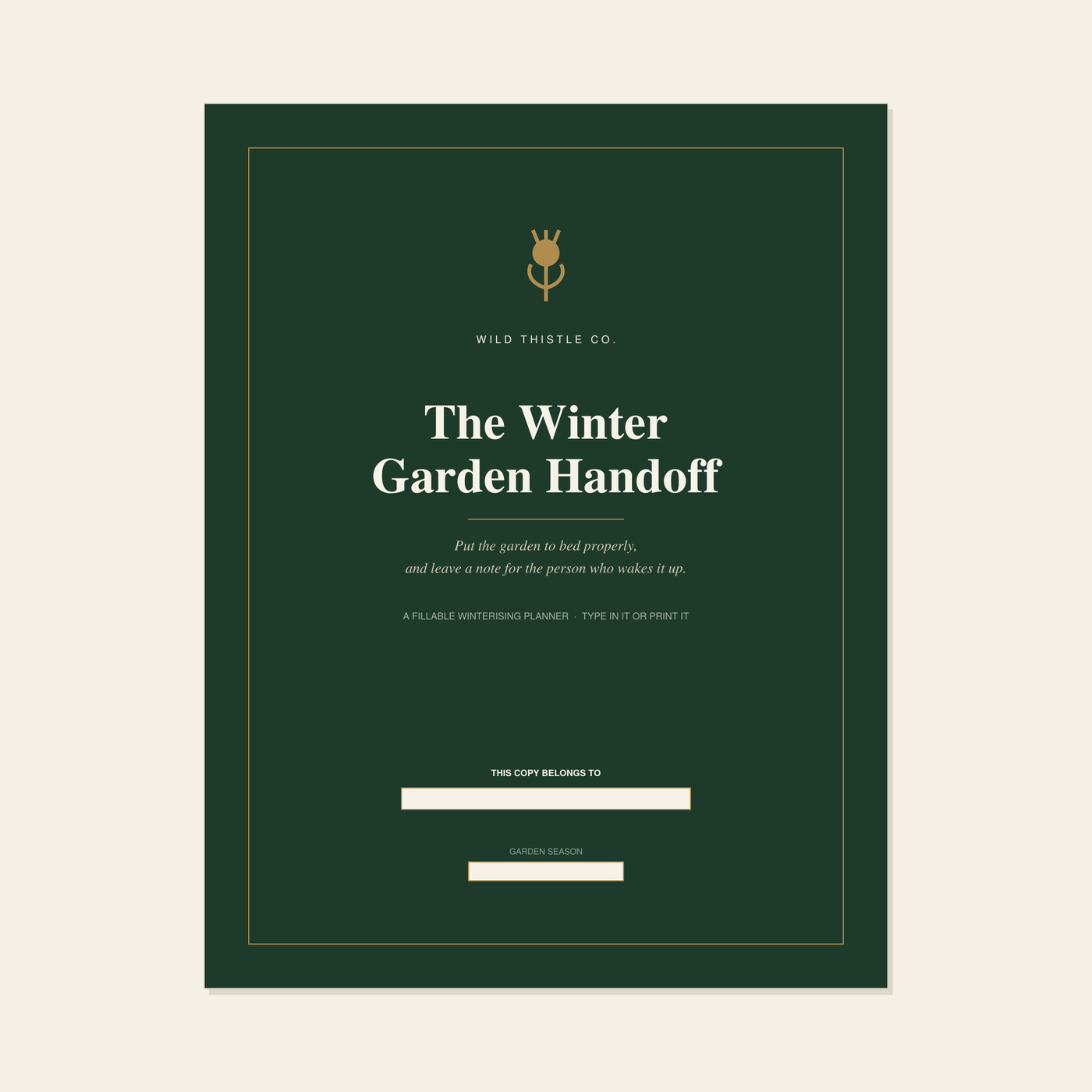 The Winter Garden Handoff — Fillable Winterizing Planner PDF | 14 Pages